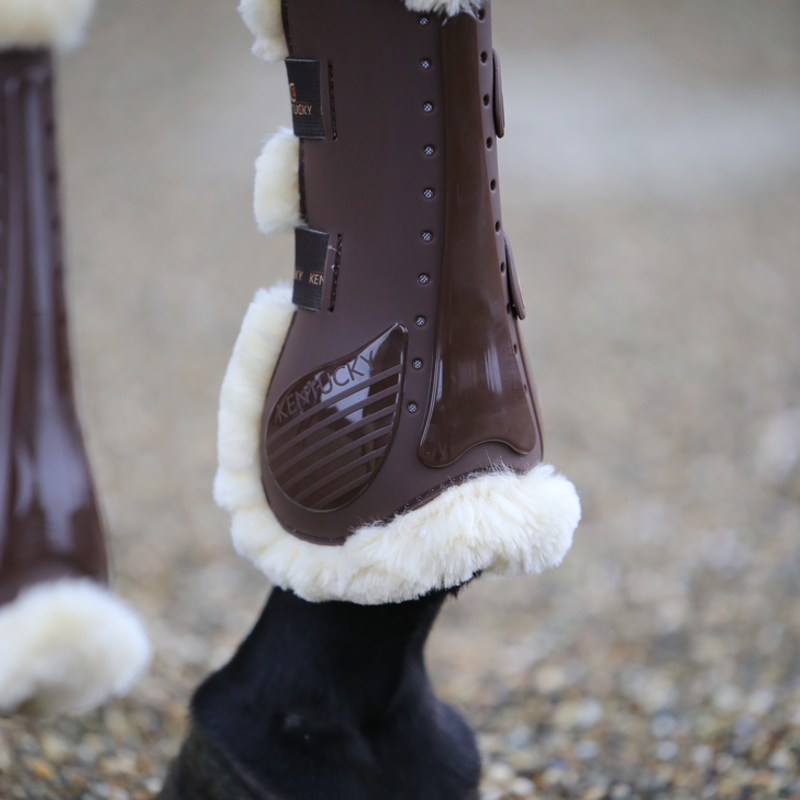 Kentucky Horsewear Sheepskin Tendon Boots Elastic Brown-2